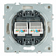 Розетка компьютерная 2-местная RJ-45 (механизм), STEKKER Эмили, RST00-5111-08, кашемир, soft touch