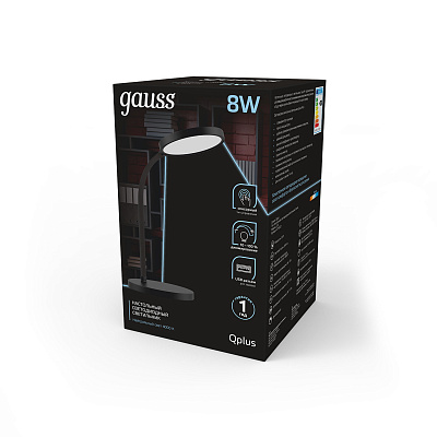 Настольная лампа Gauss Qplus 8W 500lm 4000K диммируемый USB LED GT5032