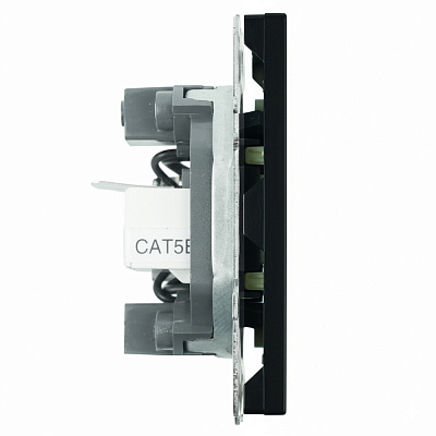 Розетка TV + компьютерная RJ-45 (механизм), STEKKER Эмили, RST00-5106-05, черный уголь, soft touch