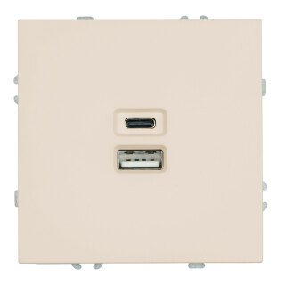 Розетка 2-местная USB + Type C (механизм), STEKKER Эмили, 250В, 20W, RST10-5115-08, кашемир, soft touch