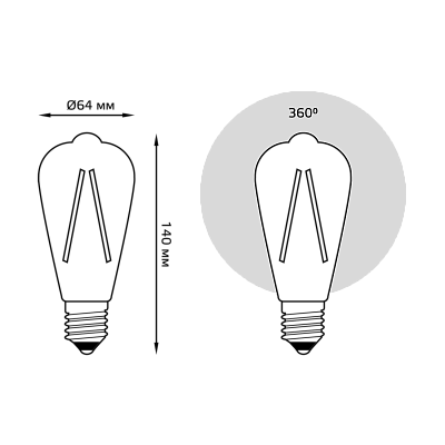 Лампа Gauss Filament ST64 8W 740lm 2400К Е27 LED 157802008 (20 шт)