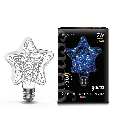 Лампа Gauss Filament Star 2W Е27 RGB LED  160802008