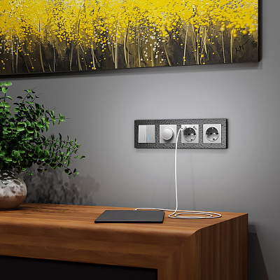 Розетка с заземлением Werkel серебряные a051514