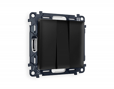 Комплект механизма 3-клавишного выключателя ALFA MA805010 Черный матовый QUANT