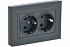 Розетка двойная с заземлением IEK Brite РС12-3-БрГ графит BR-R21-16-K53-F