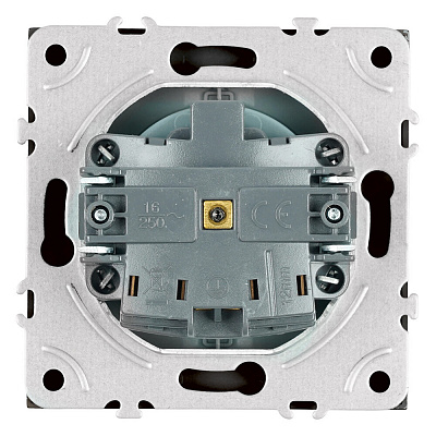 Розетка 1-местная с крышкой с защитной крышкой, STEKKER Эмили, с/з, IP42, 250В, 16А, RST16-5112-10, платиново-серый, soft touch