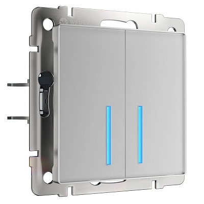 Сенсорный выключатель двухклавишный с подсветкой Werkel W4520106 серебряный a047895