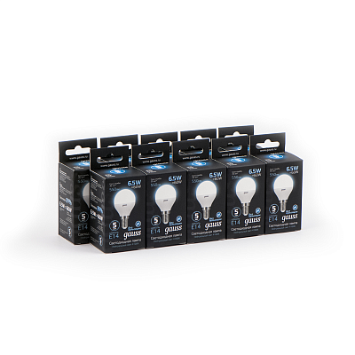 Лампа Gauss Шар 6.5W 550lm 4100K E14 LED 105101207 (3 шт)