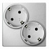 Розетка двойная с заземлением Simon 24 Harmonie алюминий 2450459-033