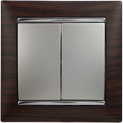 Выключатель двухклавишный алюминий Legrand Valena Classic 770105