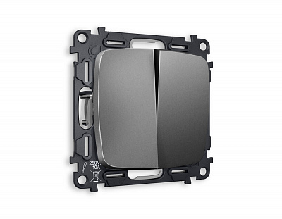 Комплект механизма 2-клавишного выключателя OMEGA MO653010 Антрацит серый QUANT