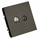 Розетка TV + компьютерная RJ-45 (механизм), STEKKER Эмили, RST00-5106-09, антрацит, soft touch