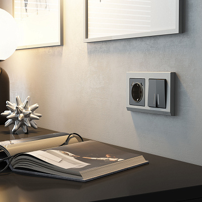 Розетка с заземлением и USB Werkel графит матовый a063106