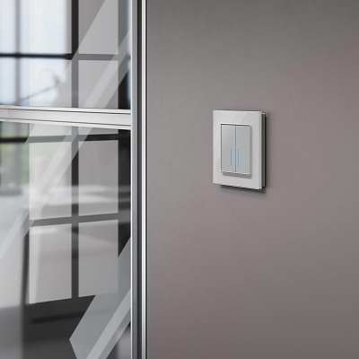 Сенсорный выключатель двухклавишный Werkel серебряные a057681