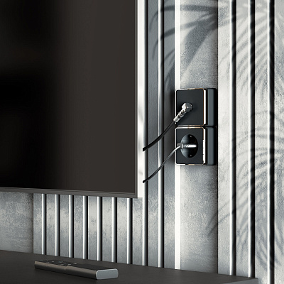 Розетка ТВ оконечная Werkel Gallant черный/хром a050969