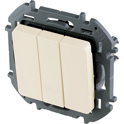 Выключатель трехклавишный бежевый Legrand Inspiria 673641