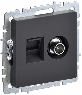 Розетка двойная TV+RJ45 IEK Brite кат.5E РТВ/РК12-БрГ графит BR-AK20-1-K53