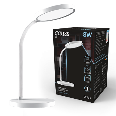 Настольная лампа Gauss Qplus 500lm 4000K диммируемый USB LED GT5031