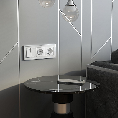 Розетка с заземлением и шторками Werkel белые акриловый a064012