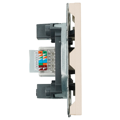 Розетка компьютерная 1-местная RJ-45 (механизм), STEKKER Эмили, RST00-5117-08, кашемир, soft touch