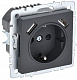 Розетка с заземлением и защитными шторками USB IEK Brite A+A 3,1А РЮш10-2-БрГ графит BR-R14-16-U21-D31-K53