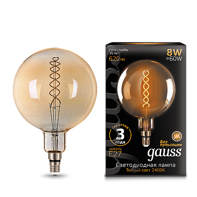 Лампа Gauss Filament G200 8W 620lm 2400К Е27 LED 154802008 (10 шт)