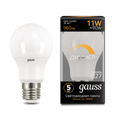 Лампа Gauss A60 11W 960lm 3000К E27 LED  102502111-D