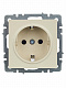 Розетка с заземлением и защитными шторками IEK Brite РС14-1-0-БрКр бежевый BR-R14-16-K10