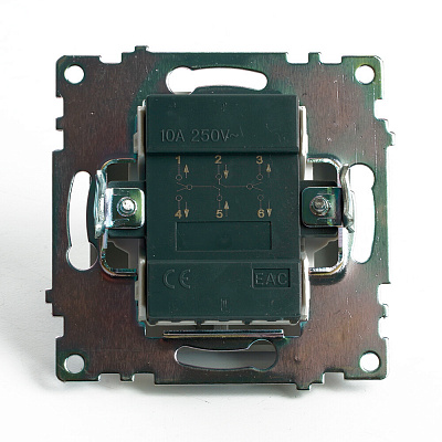 Переключатель 2-клавишный (механизм), STEKKER Катрин GLS10-7107-03, 250V, 10А, серебро