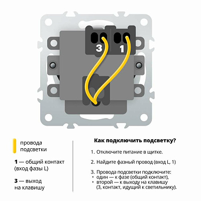 Выключатель 1-клавишный c индикатором (механизм), STEKKER Эмили, 250В, 10А, RSW10-5101-01, белый фарфор, soft touch