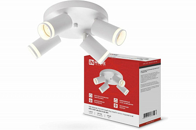 Светильник потолочный IN HOME НПБ СПОТ-4RxGU10-AR-WH под GU10 с круглой базой белый 4690612058238