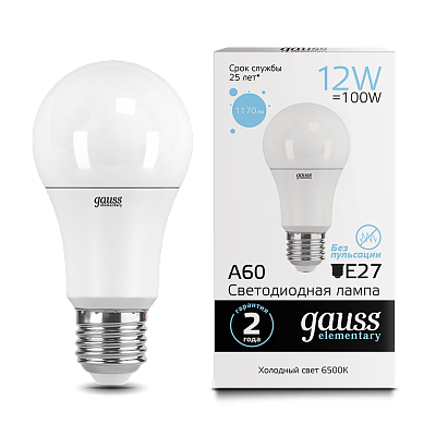Лампа Gauss Elementary A60 12W 1170lm 6500K E27 LED  23232