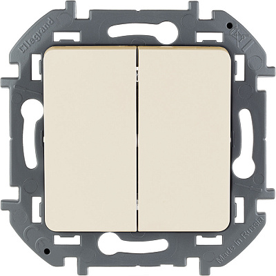 Выключатель двухклавишный бежевый Legrand Inspiria 673621