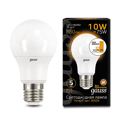 Лампа Gauss A60 E27 LED 102502110-S