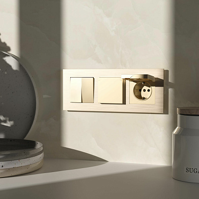 Розетка IP44 с заземлением, с защитной крышкой и шторками N Werkel шампань W1171211 a069581