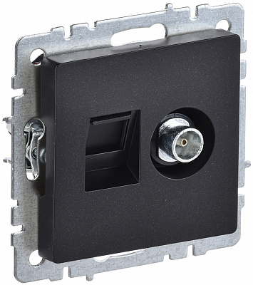 Розетка двойная TV+RJ45 IEK Brite кат.5E РТВ/РК12-БрЧ черный BR-AK20-1-K02