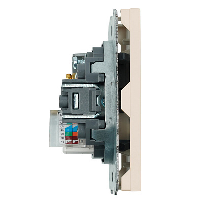 Розетка TV + компьютерная RJ-45 (механизм), STEKKER Эмили, RST00-5106-08, кашемир, soft touch