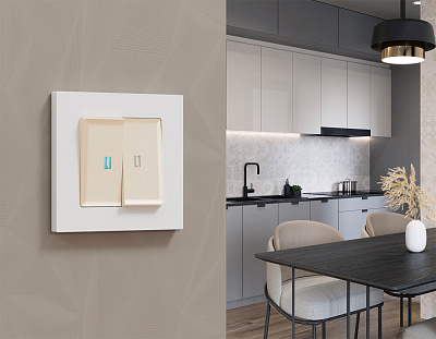 Комплект механизма 2-клавишного выключателя с подсветкой 10000K ALFA MA324020 Бежевый матовый QUANT