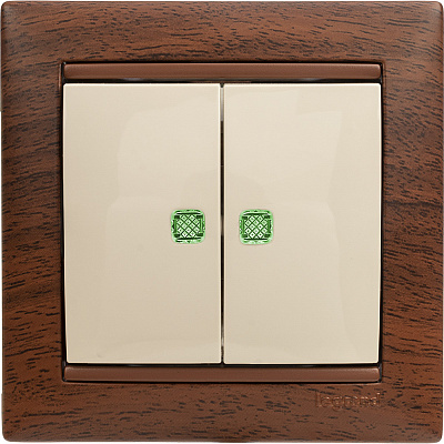 Выключатель двухклавишный с подсветкой бежевый Legrand Valena Classic 774328