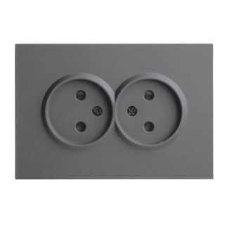 Розетка 2-местная с защитной шторкой, STEKKER Эмили, б/з, 250В, 16А, RST16-5116-10, платиново-серый, soft touch