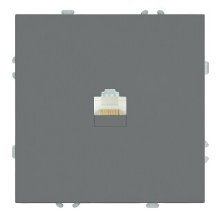 Розетка компьютерная 1-местная RJ-45 (механизм), STEKKER Эмили, RST00-5117-10, платиново-серый, soft touch