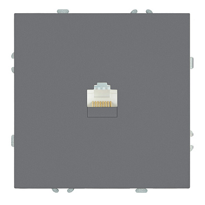 Розетка компьютерная 1-местная RJ-45 (механизм), STEKKER Эмили, RST00-5117-10, платиново-серый, soft touch