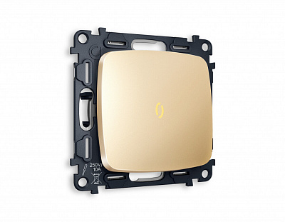 Комплект механизма 1-клавишного выключателя с подсветкой 3200K OMEGA MO602010 Шампань QUANT