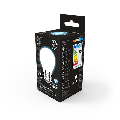 Лампа Gauss Filament Шар 9W 610lm 4100К Е27 LED 105202209 (2 шт)