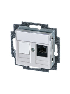 Розетка RG45+залушка ABB Levit жемчуг 2CHH295117А6068
