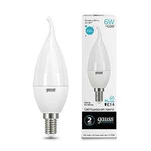 Лампа Gauss Elementary Свеча на ветру 6W 450lm 4100K Е14 LED 34126