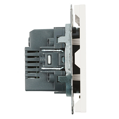 Розетка 2-местная USB + Type C (механизм), STEKKER Эмили, 250В, 20W, RST10-5115-01, белый фарфор, soft touch