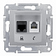 Розетка RJ11+RJ45 кат.5е алюминий SE Sedna SDN5100160