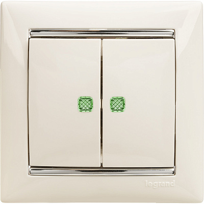 Выключатель двухклавишный с подсветкой белый Legrand Valena Classic 774428