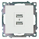 Розетка USB 2-местная (механизм), STEKKER Катрин GLS10-7115-01, 250B, 2,1А, белый